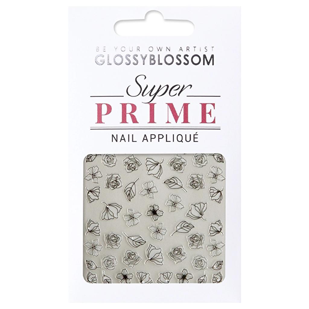 Glossy Blossom Floral Garden Midnight Nail Sticker, 1 Sheet