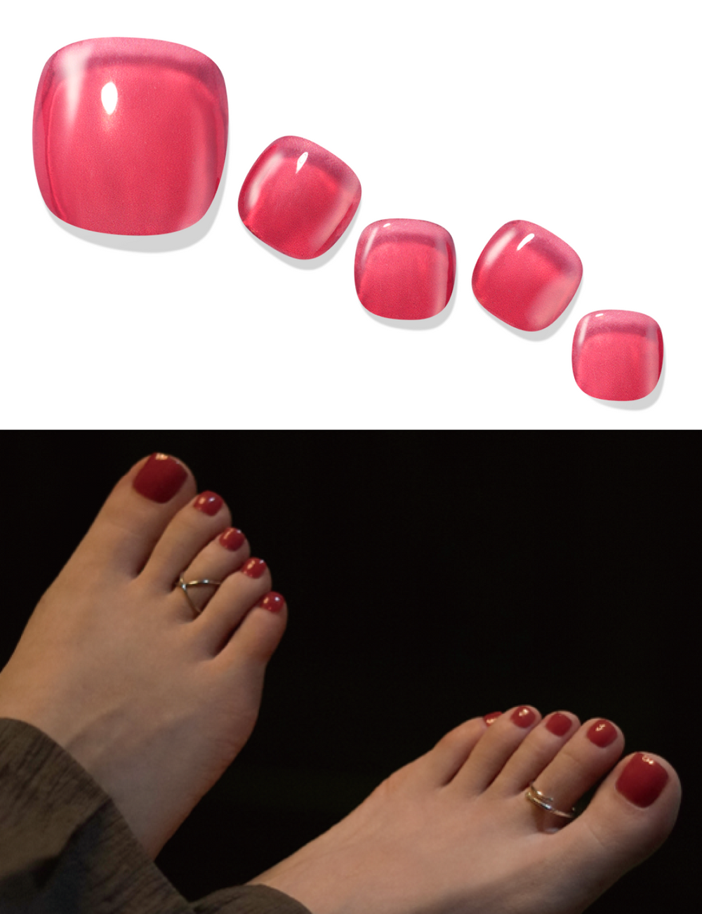 Gelato Factory Solar Cured Gel Pedi Tint Red Toe Nail Strips 30ct
