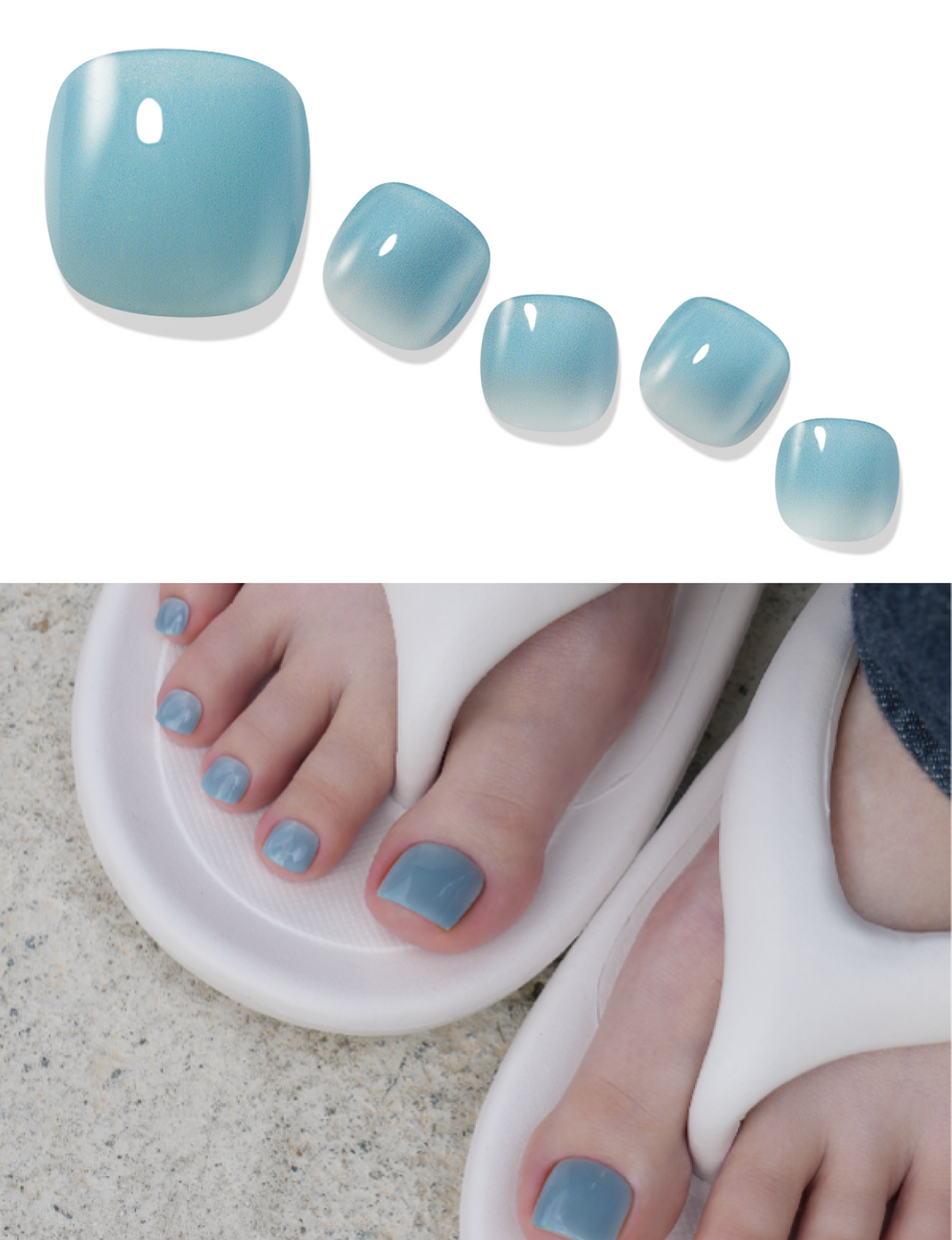 Gelato Factory Haze Blue Solar Hardening Gel Pedicure Strips 30ct