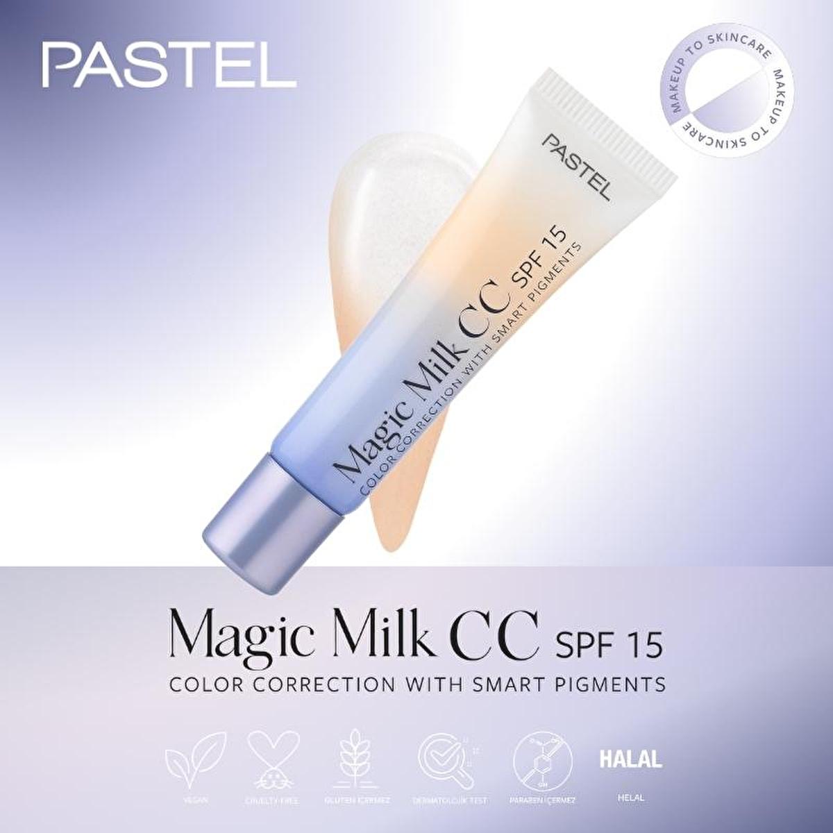 pastel magic milk cc cream spf 15, pastel cc cream swatch, pastel skincare and makeup Pastel Makeup To Skincare Magic Milk CC SPF 15 - Tone Evening CC Cream 50 Light Medium Pastel Magic Milk CC Cream SPF 15 - Light Medium pastel, cc-cream, spf-15, makeup, skincare, tone-evening, hyaluronic-acid, sea-water, beauty-product, ai-generated