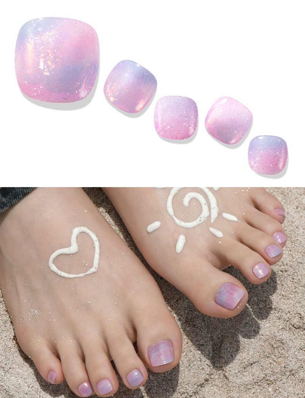 Gelato Factory Pink Sunset Solar Hardening Gel Pedicure Strips 30ct