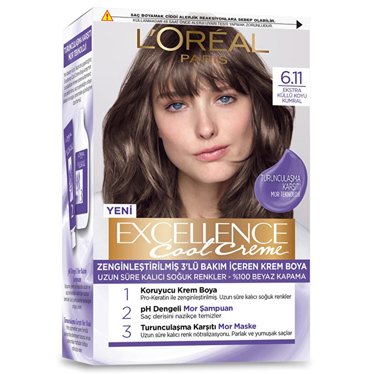 Loreal Paris Excellence Cool Creme Hair Dye 6.11 - Long Lasting Cool Tones & Nourishing Hair Color Loreal Paris Cool Creme Hair Dye - Long Lasting Cool Tones hair dye, cool tone hair color, long-lasting hair dye, nourishing hair dye, anti-orange hair dye, Loreal Paris, Excellence Cool Creme, hair care, beauty products, salon quality hair color, at-home hair dye