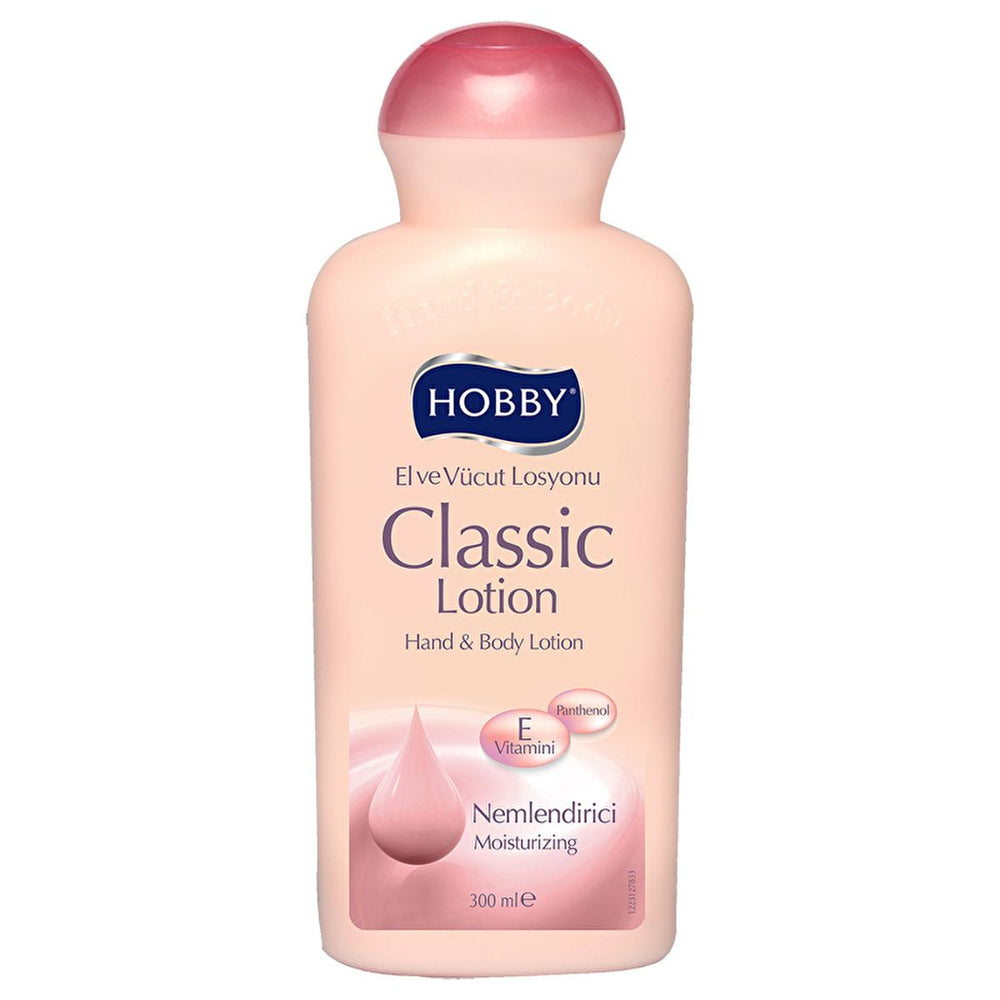 Hobby Classic Moisturizing Hand and Body Lotion - Non-Greasy Hydration with Panthenol & Vitamin E - Face Cream