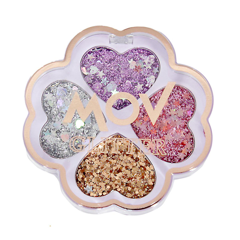 Mov Glitter Yonca Far Paleti - 4 Highly Pigmented Eyeshadow Shades, Long-Lasting Makeup Palette for Beauty - Eyeshadow