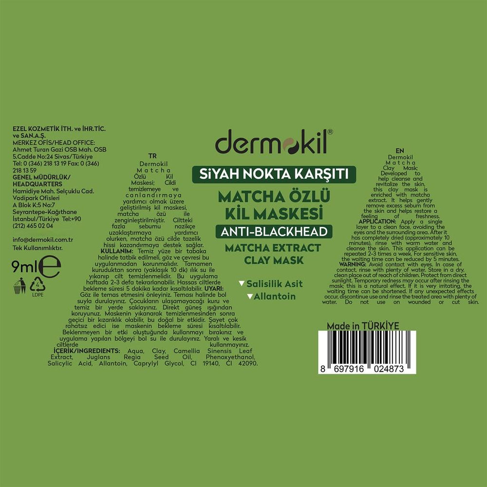 Dermokil Matcha Clay Mask Purifying Treatment 9 ml