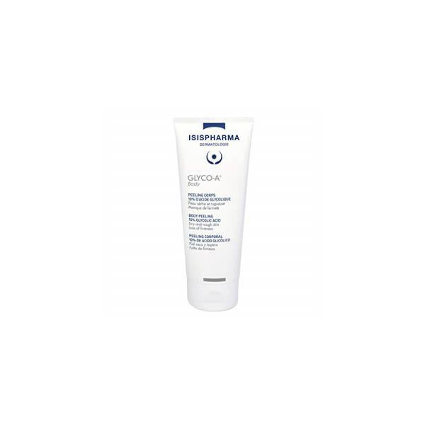 Isis Pharma Glyco-A Body Peeling 10% Glycolic Acid, Glyco-A Body Peeling product packaging Isis Pharma Glyco-A Body Peeling - 10% Glycolic Acid | 200ml Isis Pharma Glyco-A Body Peeling - 10% Glycolic Acid glycolic-acid, body-peeling, isphi, skincare, beauty-products, exfoliant, moisturizer, sheabutter, dry-skin, ai-generated