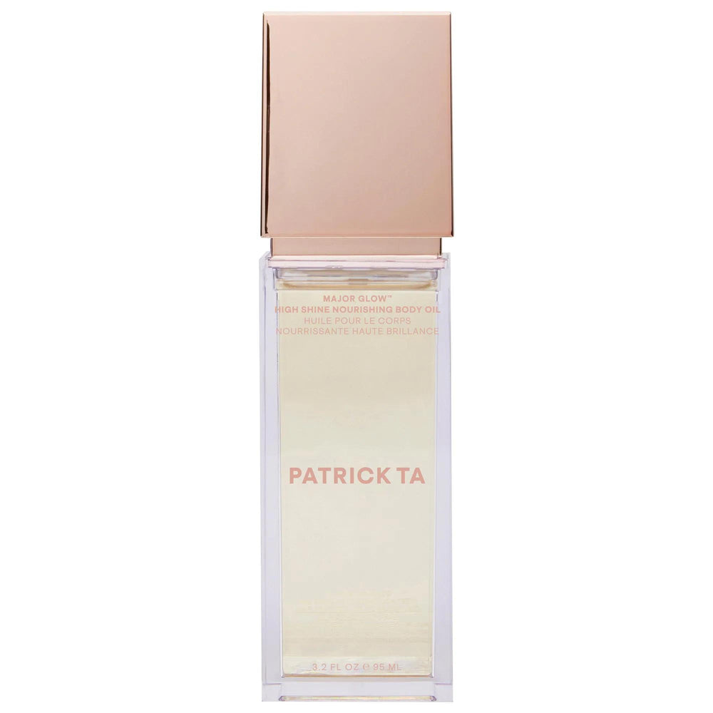 Patrick Ta Major Glow: High Shine Nourishing Body Oil for Radiant, Glowing Skin | Vegan & Cruelty-Free Moisturizing Body Oil Patrick Ta Body Oil: Glowing Skin, Vegan & Cruelty-Free body oil, moisturizing body oil, glowing skin, vegan body oil, cruelty-free body oil, shimmer-free body oil, nourishing body oil, body oil for dry skin, radiant skin body oil, fragrant body oil, dry skin, hydration, vegan, cruelty-free, shimmer-free, bergamot, jasmine, warm sugar, bath & body, body moisturizer, body lotion, nouri