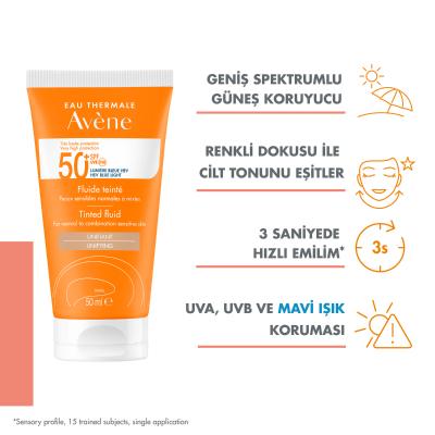 Avene Fluide Tinted SPF50+ Sunscreen 50 ml, Hydrating and color correcting sun protection cream Avene Fluide Tinted SPF50+ Sunscreen - Hydrating & Color Correcting | 50 ml Avene Fluide Tinted SPF50+ Sunscreen | 50 ml avene, sunscreen, spf50, tinted-moisturizer, skin-care, sun-protection, sensitive-skin, hydrating, ai-generated, non-comedogenic