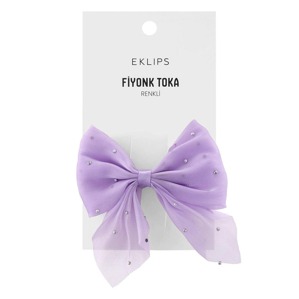 Eklips Rhinestone Bow Hair Clip in Lilac