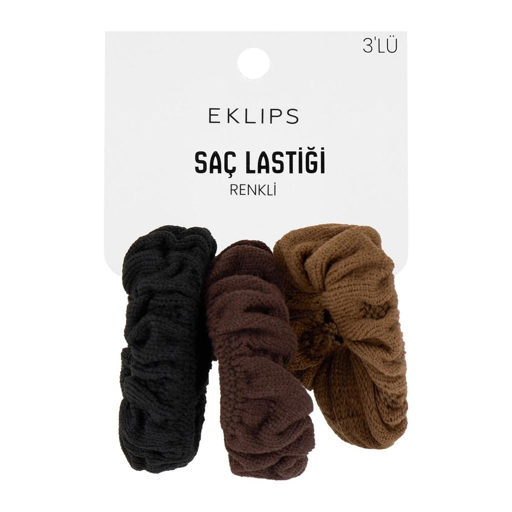 Eklips Black Gradient Elastic Hair Ties for Secure Hold 3-Pack