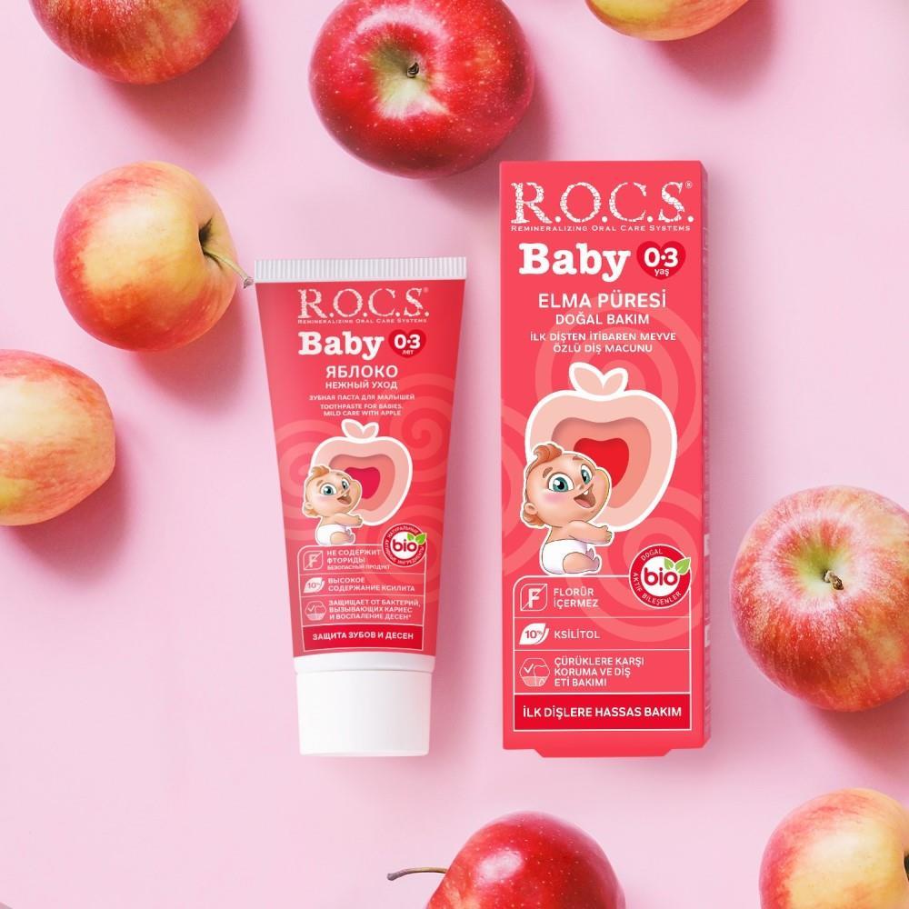 rocs baby toothpaste packaging, rocs baby apple puree flavor toothpaste ROCS Baby Toothpaste - Apple Puree | 35ml ROCS Baby Toothpaste Apple Puree - 35ml rocs, baby-toothpaste, apple-puree, children-care, dental-health, parenting, oral-hygiene, safe-for-kids, natural-flavors, ai-generated