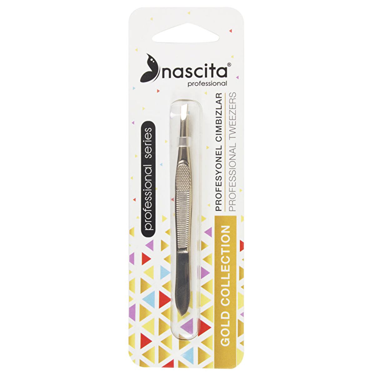 Nascita Slanted Tweezers Gold - Precision Eyebrow & Mustache Grooming Tool for Personal Care Nascita Gold Slanted Tweezers for Eyebrow Grooming tweezers, eyebrow grooming, mustache grooming, stainless steel tweezers, slanted tweezers, precision hair removal, personal care, grooming tools, beauty essentials, facial hair removal, luxury grooming