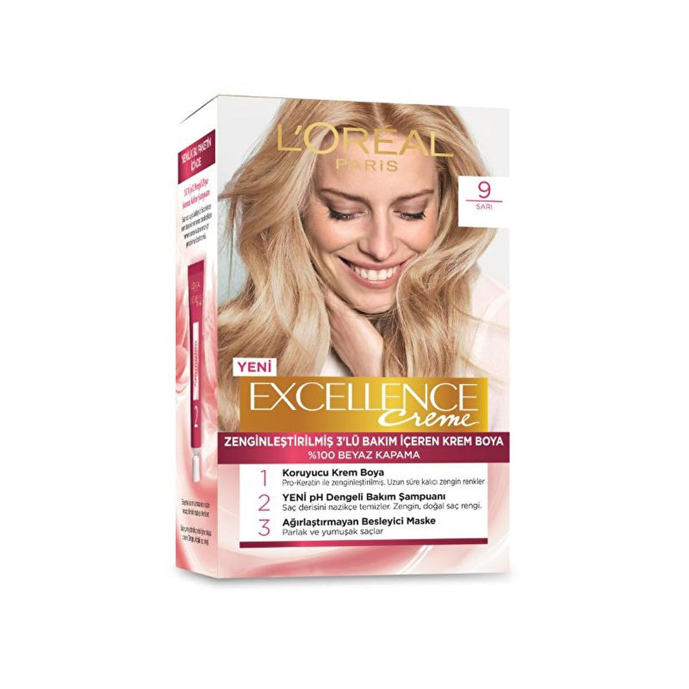 Loreal Paris Excellence Creme Hair Dye - 100% Grey Coverage, Long-Lasting Color - Shampoo