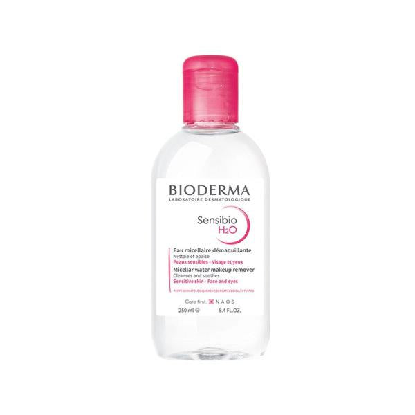 bioderma sensibio h2o micellar cleansing water 250 ml bottle, closeup of bioderma sensibio h2o on a vanity Bioderma Sensibio H2O - Micellar Cleansing Water | 8.5 fl oz Bioderma Sensibio H2O - Micellar Cleansing Water 8.5 fl oz bioderma, micellar-cleansing-water, sensitive-skin, makeup-remover, skincare, facial-cleansing, gentle-cleanser, no-rinse, ai-generated, cleansing-water