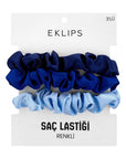 Eklips Satin Hair Scrunchies Gentle Blue Hair Ties 3-Pack