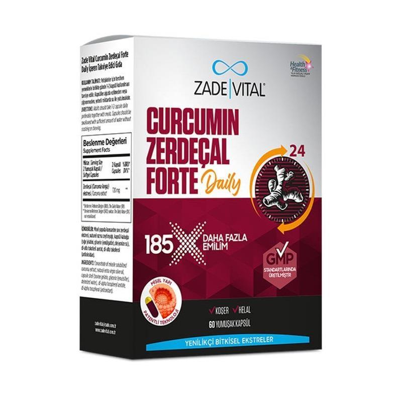 Zade Vital Curcumin Zerdeçal Forte Daily 60 Capsules - Turmeric Curcumin Supplement for Adults Zade Vital Curcumin Supplement - Turmeric Capsules for Adults curcumin supplement, turmeric capsules, dietary supplement, natural health products, anti-inflammatory supplement, health and wellness, adult supplements, curcumin extract, turmeric root extract, soft capsules, dietary enhancement