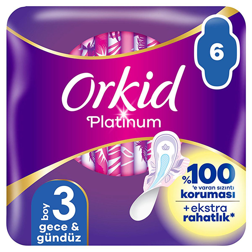 Orkid Platinum Hygienic Pads with Wings - Comfortable, Leakage Protection, 6 Count - Hygiene Products