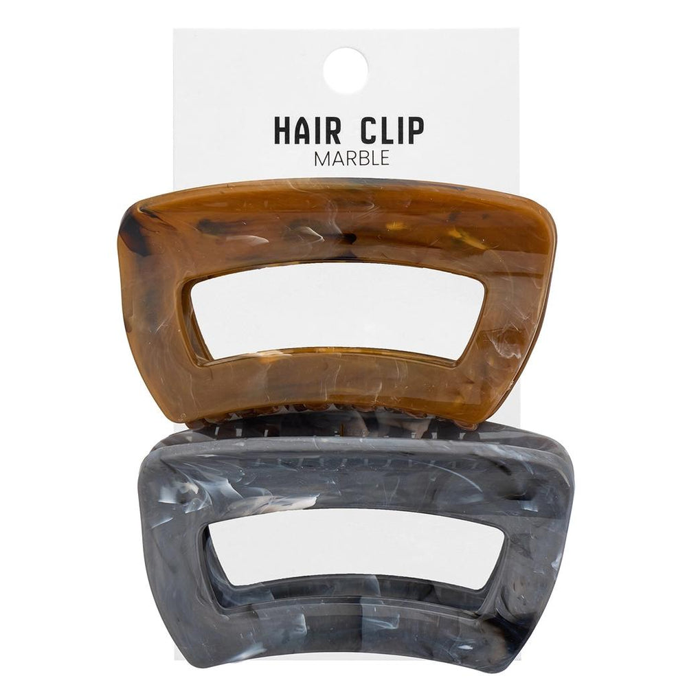 Eklips 2-Piece Marble Hair Clips in Grey & Brown