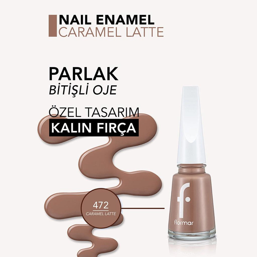 Flormar Nail Enamel High-Pigment Nail Polish in Caramel Latte 11ml
