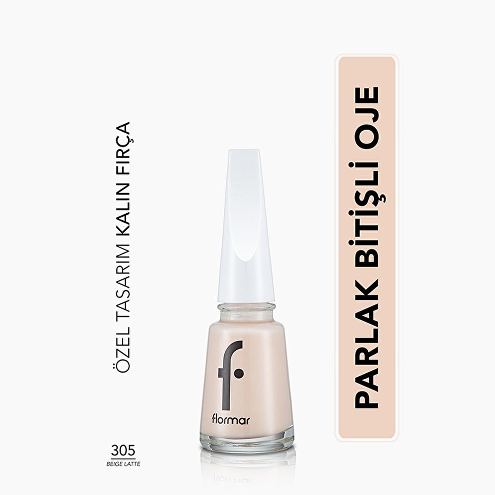 Flormar Nail Enamel - Beige Latte 305 | High Pigment, Long-Lasting - view 4