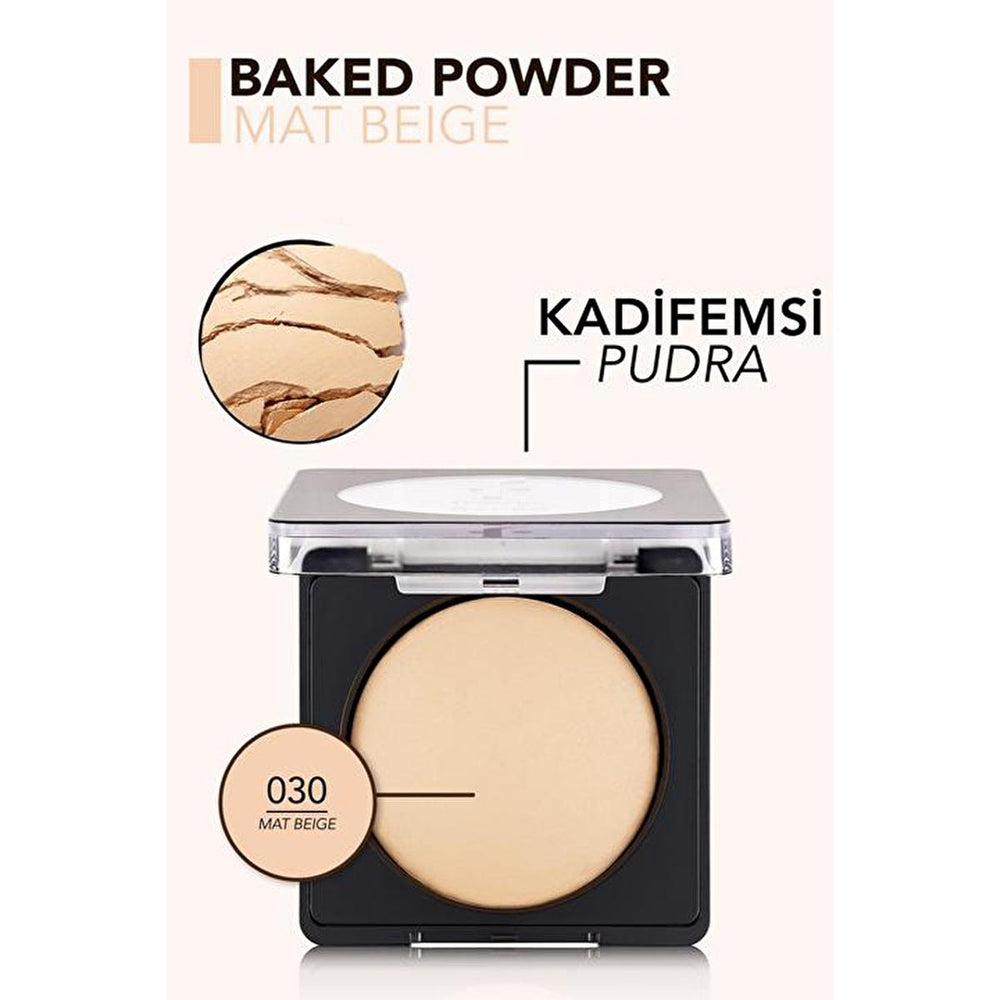 Flormar Baked Powder Pudra 030 Mat Beige - Long Lasting Matte Finish Makeup with Vitamin E - Vitamin & Supplement