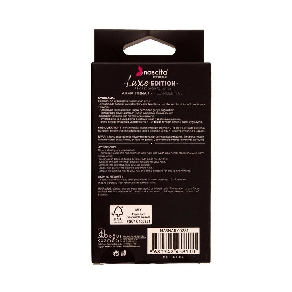 Nascita Luxe Edition Almond Silver Press-On Nails S281, 24 Pieces