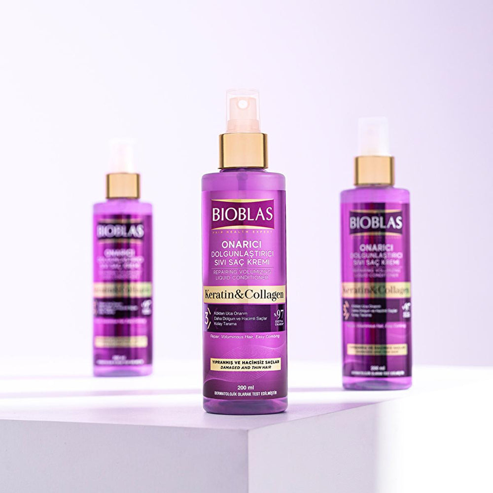 Bioblas Collagen & Keratin Leave-In Hair Conditioner: Volumizing, Thickening & Anti-Frizz for Fine Hair - Enhances Shine & Prevents Hair Loss Bioblas Collagen Keratin Hair Conditioner | Volumize & Thicken Collagen hair conditioner, Keratin hair treatment, Hair volumizing spray, Anti-frizz hair product, Hair loss prevention treatment, Leave in conditioner for fine hair, Hair thickening spray, Hair shine enhancer, Collagen, Keratin, leave-in conditioner, hair volume, anti-frizz, hair loss, fine hair, hair thi