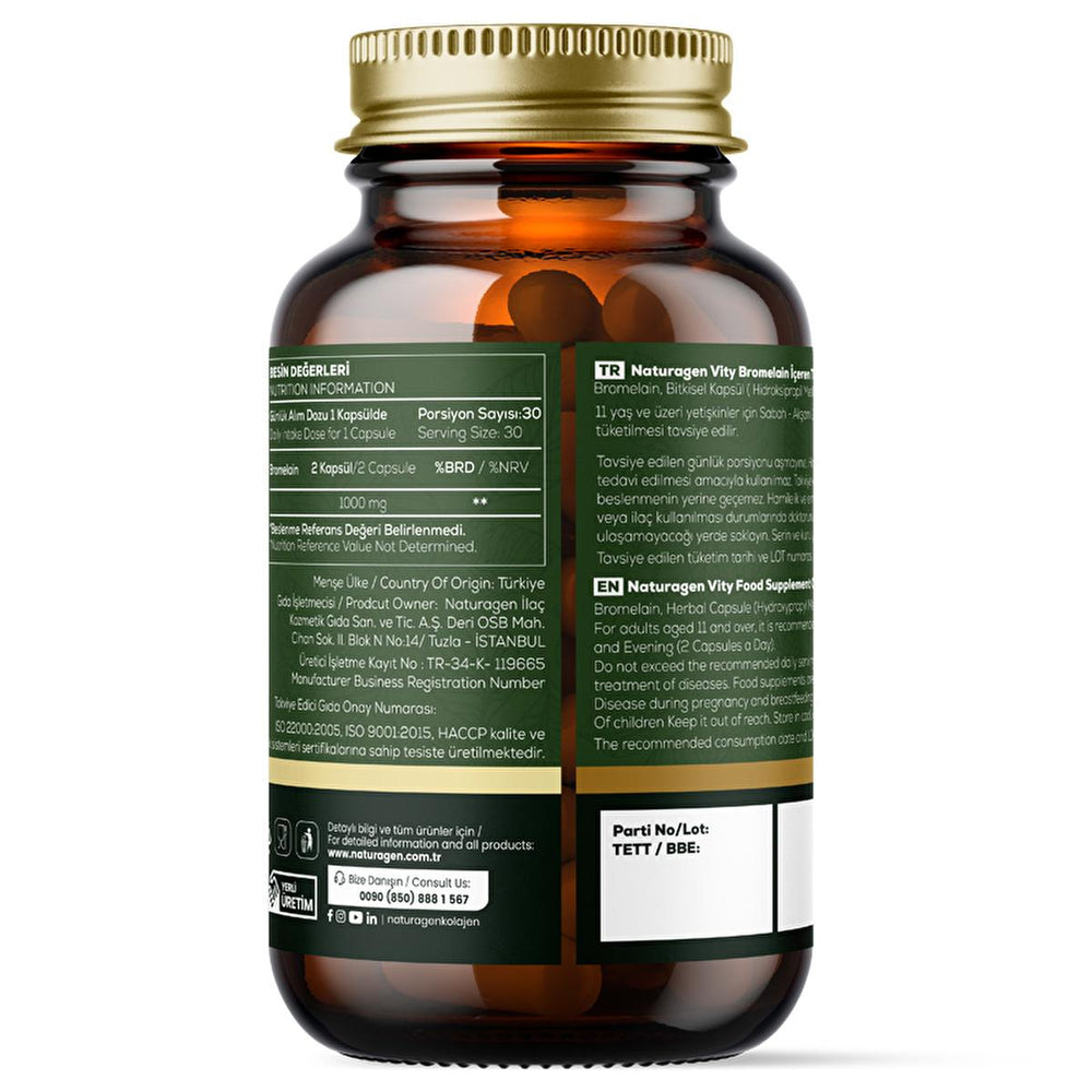 Naturagen Bromelain 1000mg - 2400 GDU, Natural Decongestant & Vegan Digestive Enzymes, Nasal Congestion & Gut Health Support, 60 Capsules Naturagen Bromelain 1000mg: Natural Decongestant & Gut Health Bromelain supplement, Natural decongestant, Digestive enzymes, Vegan bromelain, Bromelain 1000mg, Prebiotic supplement, Nasal congestion relief, Hindiba root supplement, Gut health supplement, Plant-based enzymes, Bromelain, decongestant, digestive aid, vegan supplement, prebiotic, gut health, nasal support, si