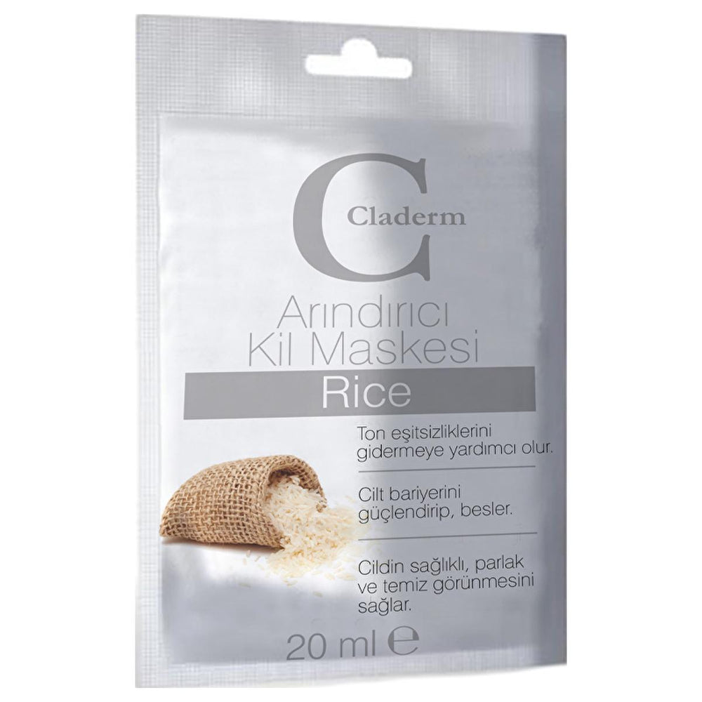 Claderm Rice Cleansing Clay Mask - Brightens and Nourishes | 20 ml - Face Mask