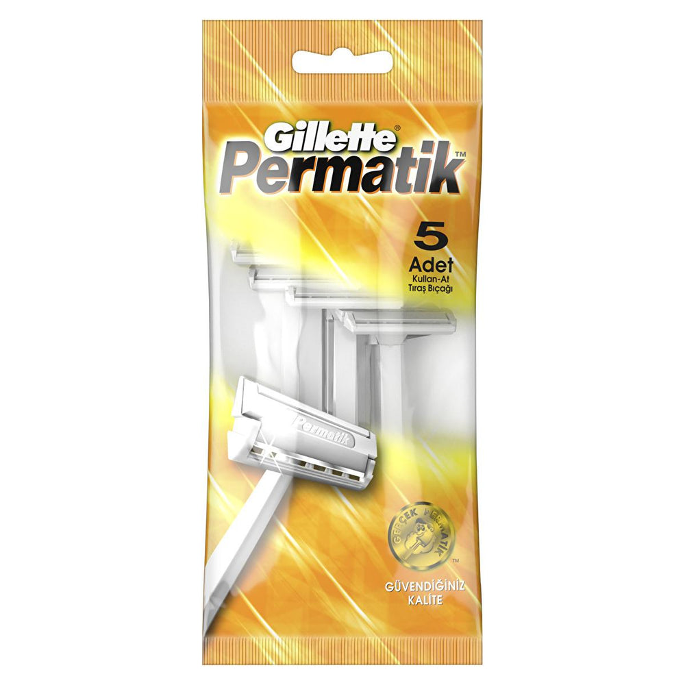 Gillette Permatik Disposable Razor Blades for Sensitive Skin - Pack of 5 - Hygiene Products
