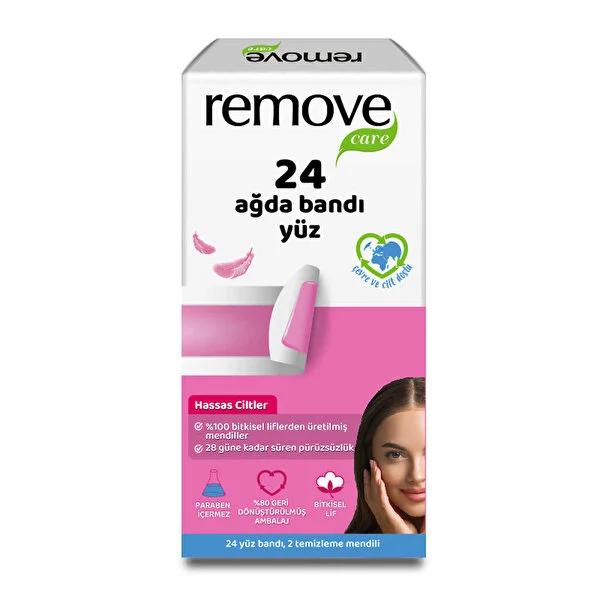 Remove Care Facial Wax Strips for Sensitive Skin - 24 Strips - Up to 4 Weeks Smoothness, Easy &amp; Painless Face Hair Removal for Women at Home Remove Care Facial Wax Strips - Sensitive Skin, Long Lasting facial wax strips, wax strips for sensitive skin, face wax strips, hair removal for face, at home facial waxing, easy facial wax, long lasting hair removal, facial hair removal for women, wax strips with cleansing wipes, painless facial wax strips, facial hair removal, sensitive skin hair removal, at-home wax