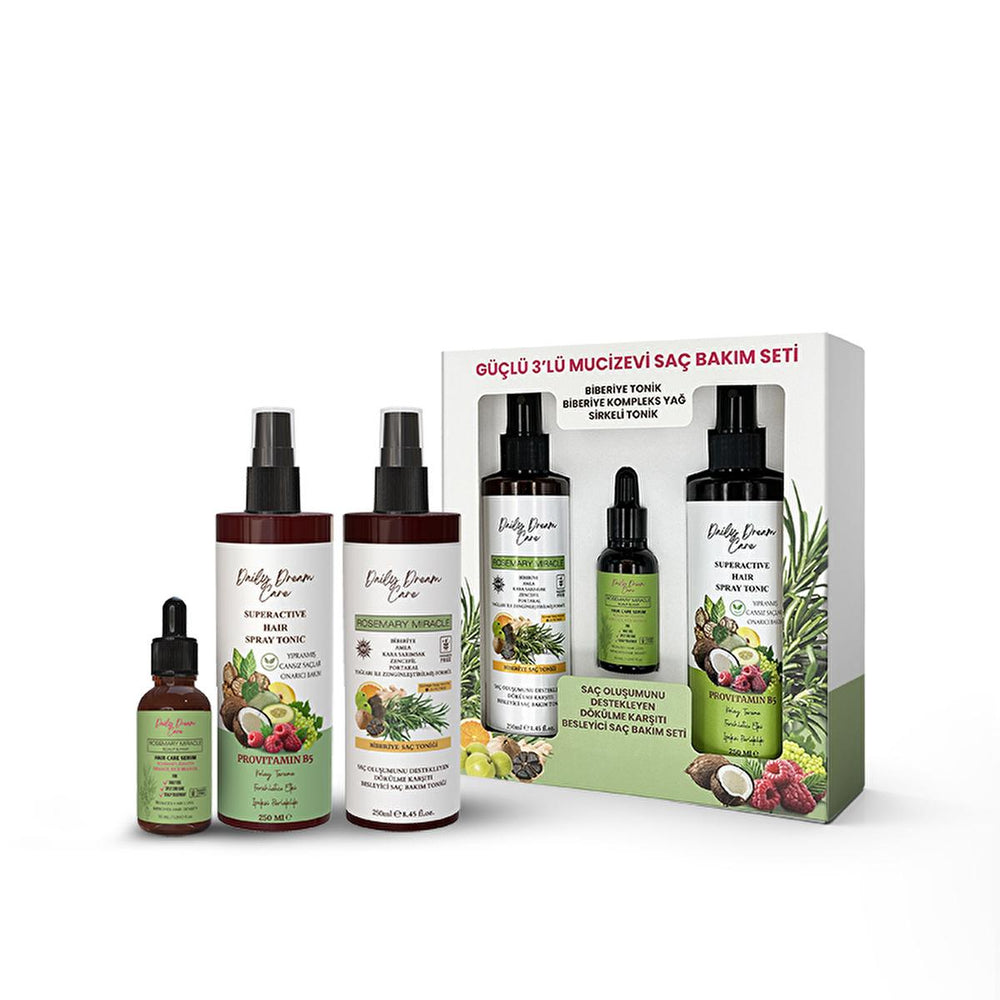 True Bee Rosemary Hair Care Set - 3 Piece Nourishing Hair Loss Treatment with Tonic, Serum, and Oil - Hair Oil