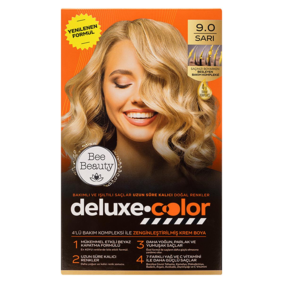 Bee Beauty Deluxe Color Kit Saç Boyası 9.0 Sarı - Nourishing Hair Dye for Long-Lasting Color Nourishing Hair Dye - Bee Beauty Deluxe Color Kit hair dye, hair color, nourishing hair dye, long-lasting hair color, natural ingredients hair care, Brazil Nut Seed Oil hair care, Vitamin C hair care, collagen hair care, hair coloring kit, salon quality hair dye