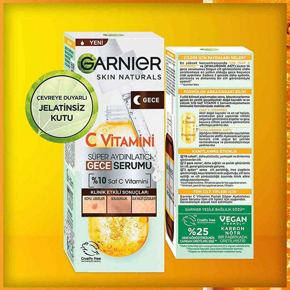 Garnier Vitamin C Face Serum - Brightening & Anti-aging Night Serum with Hyaluronic Acid - view 2