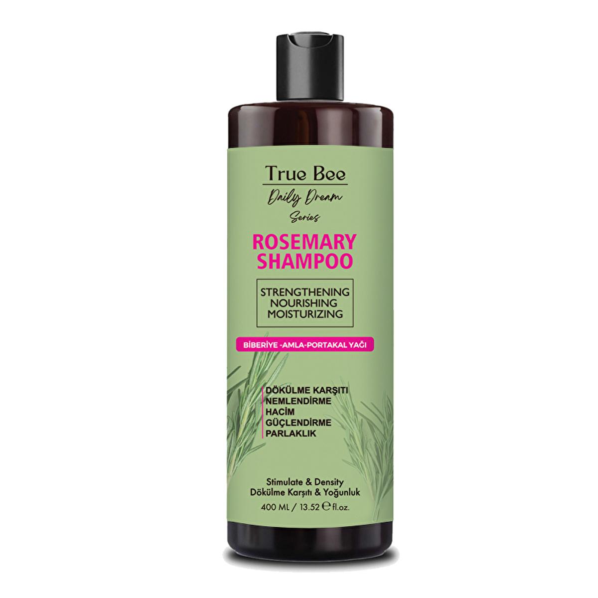 True Bee Rosemary Shampoo for Hair Loss & Nourishment - 13.53 fl oz Volumizing & Repair True Bee Rosemary Shampoo - Nourishing & Volumizing rosemary shampoo, hair loss treatment, nourishing shampoo, hair care products, volumizing shampoo, hair growth promotion, healthy hair, natural ingredients, hair nourishment, repair shampoo, orange oil, Amla oil, 400 ml, 13.53 fl oz