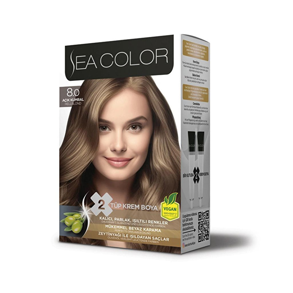 Sea Color Permanent Hair Color Set 8.0 Light Blonde