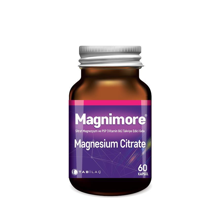 Magnimore Magnesium Citrate Supplement with Vitamin B6 - 60 Capsules, Supports Muscle and Nerve - Vitamin & Supplement