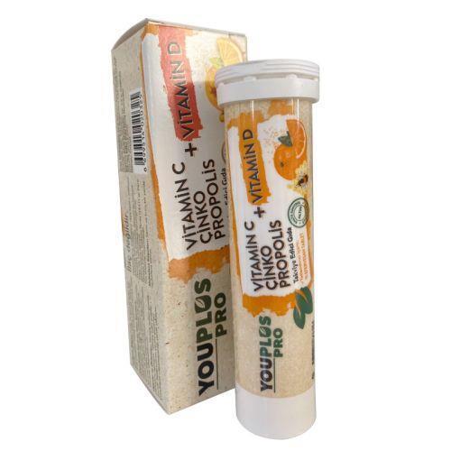 Youplus Pro Vitamin C Effervescent Tablets for Immune Support - Zinc, Vitamin D, Propolis Supplement - Vitamin & Supplement