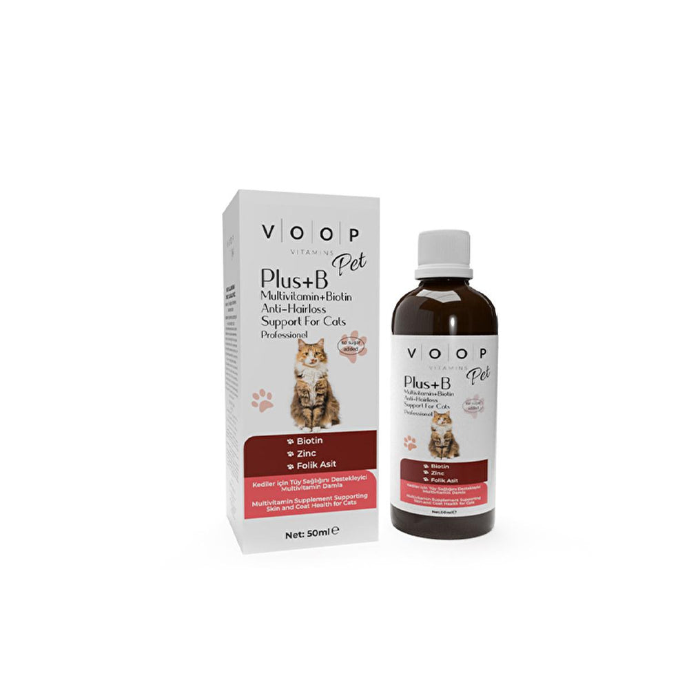 Voop Cat Fur Health Drops 50ml - Pet Supplement for Cats, Fur Health, Dermatological Support - Vitamin & Supplement