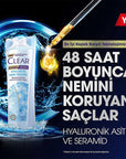 Clear Women Hyaluron Moisture Therapy Anti-Dandruff Shampoo - 48H Hydration, Dry Scalp Treatment, Volumizing Clear Women Hyaluron Shampoo: Hydrate Scalp, Anti-Dandruff anti-dandruff shampoo, moisturizing shampoo, hyaluronic acid shampoo, dry scalp treatment, volumizing shampoo, hair hydration, dandruff control, itchy scalp relief, shampoo for dry hair, clear women shampoo, shampoo, hair care, dry hair, dandruff, itchy scalp, hair volume, hydration, hyaluronic acid, ceramide, moisture-lock technology, 48-hou