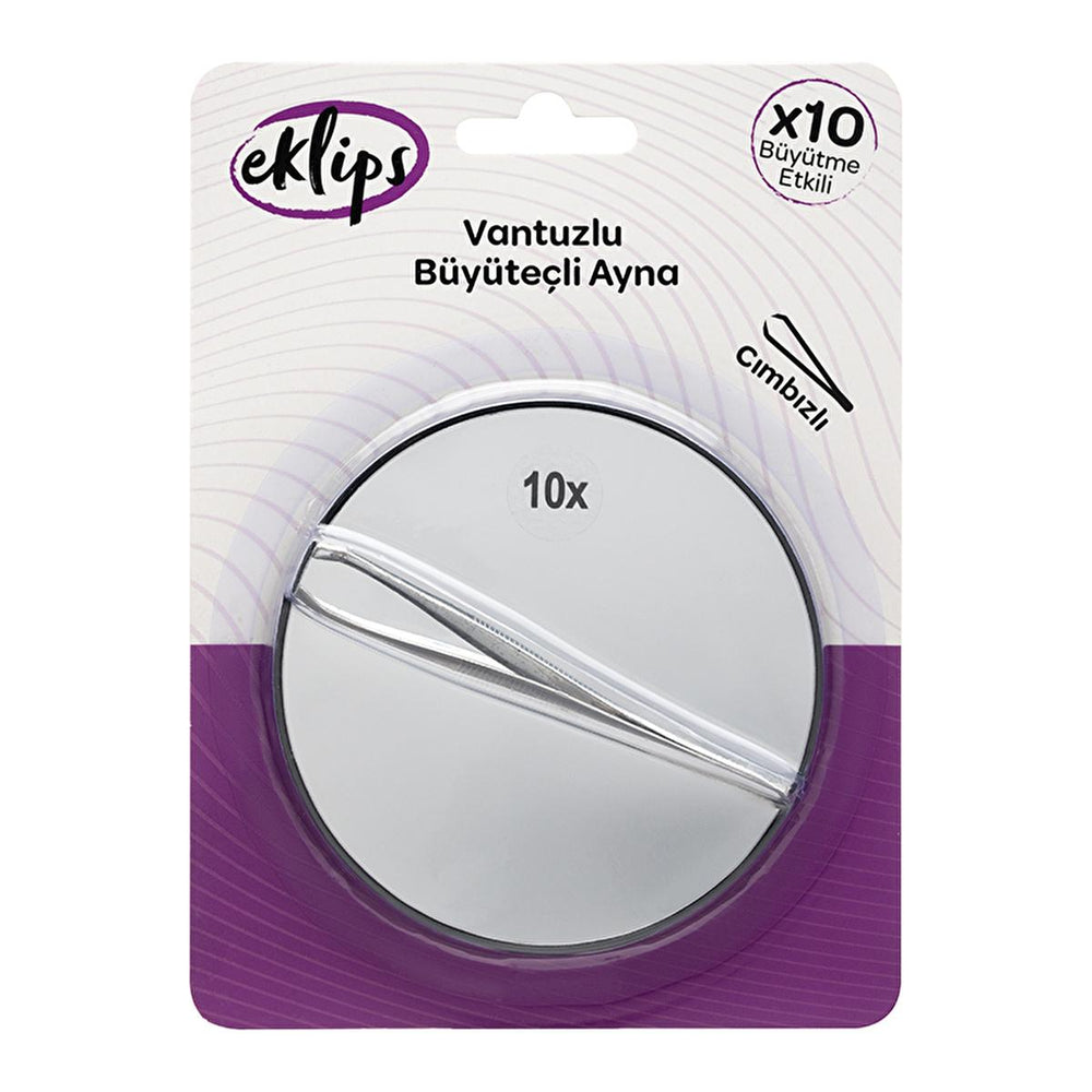 Eklips 10x Magnifying Mirror and Tweezers Set - Suction Cup Grooming Kit for Eyebrow Shaping - Eyebrow Pencil