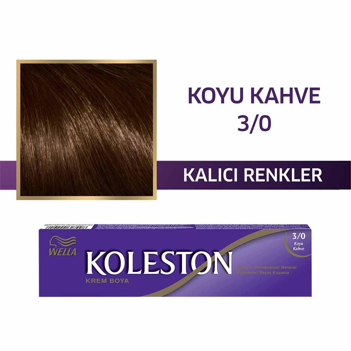 Wella Koleston Single Tüp Boya 3/0 Koyu Kahve - Dark Brown Hair Dye for Gray Coverage Wella Koleston Dark Brown Hair Dye - Perfect Gray Coverage Wella Koleston hair dye, dark brown hair color, permanent hair dye, at-home hair coloring, hair dye for gray coverage, Wella, hair care, beauty products, cosmetic