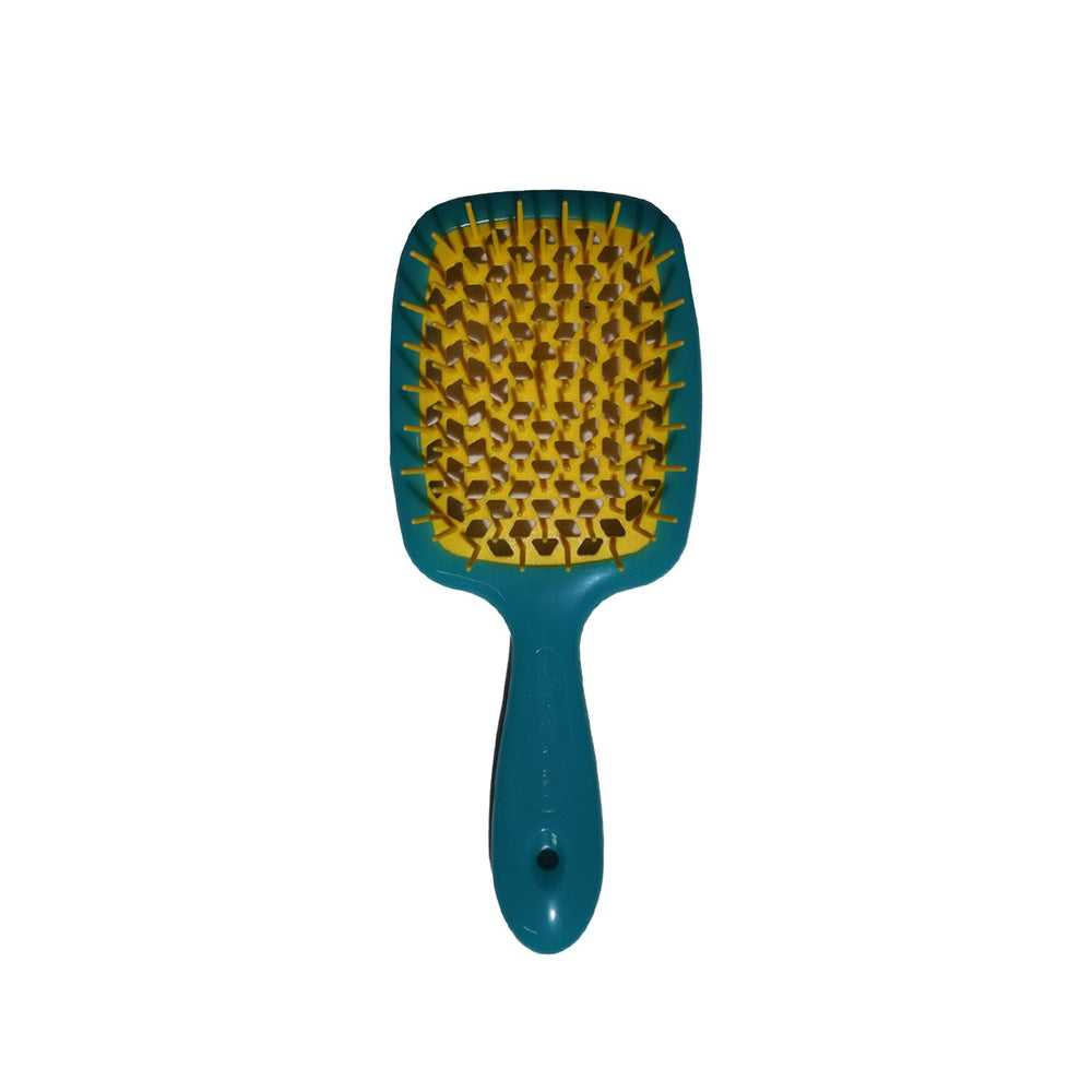 Janeke Superbrush Detangling Hair Brush Green & Yellow