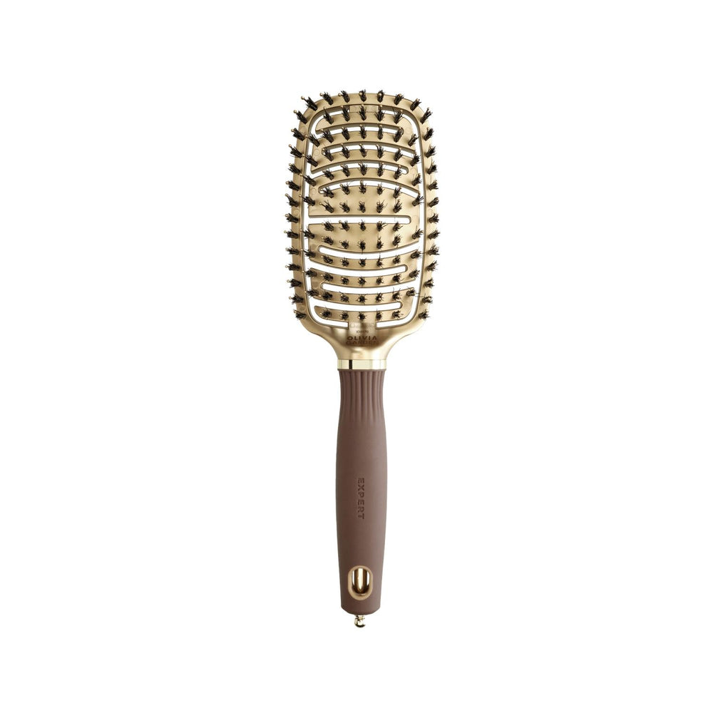 Olivia Garden Expert Care Flex Boar Nylon Bristles Gold Brown Hair Brush - Gentle Detangling & Styling - Hair Accessories