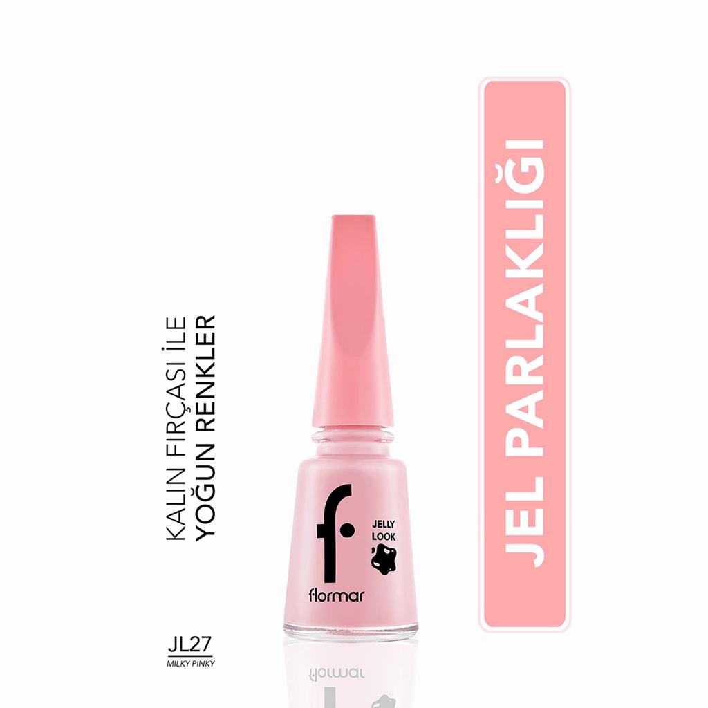 Flormar Jelly Look High-Shine Gel Effect Nail Polish JL27 Milky Pinky