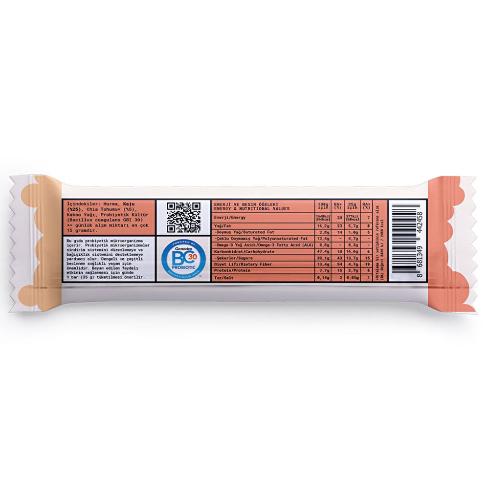 Fropie Probiotic Energy Bar, Vegan & Sugar-Free, Natural Snack for Gut Health - 35g - Vitamin & Supplement