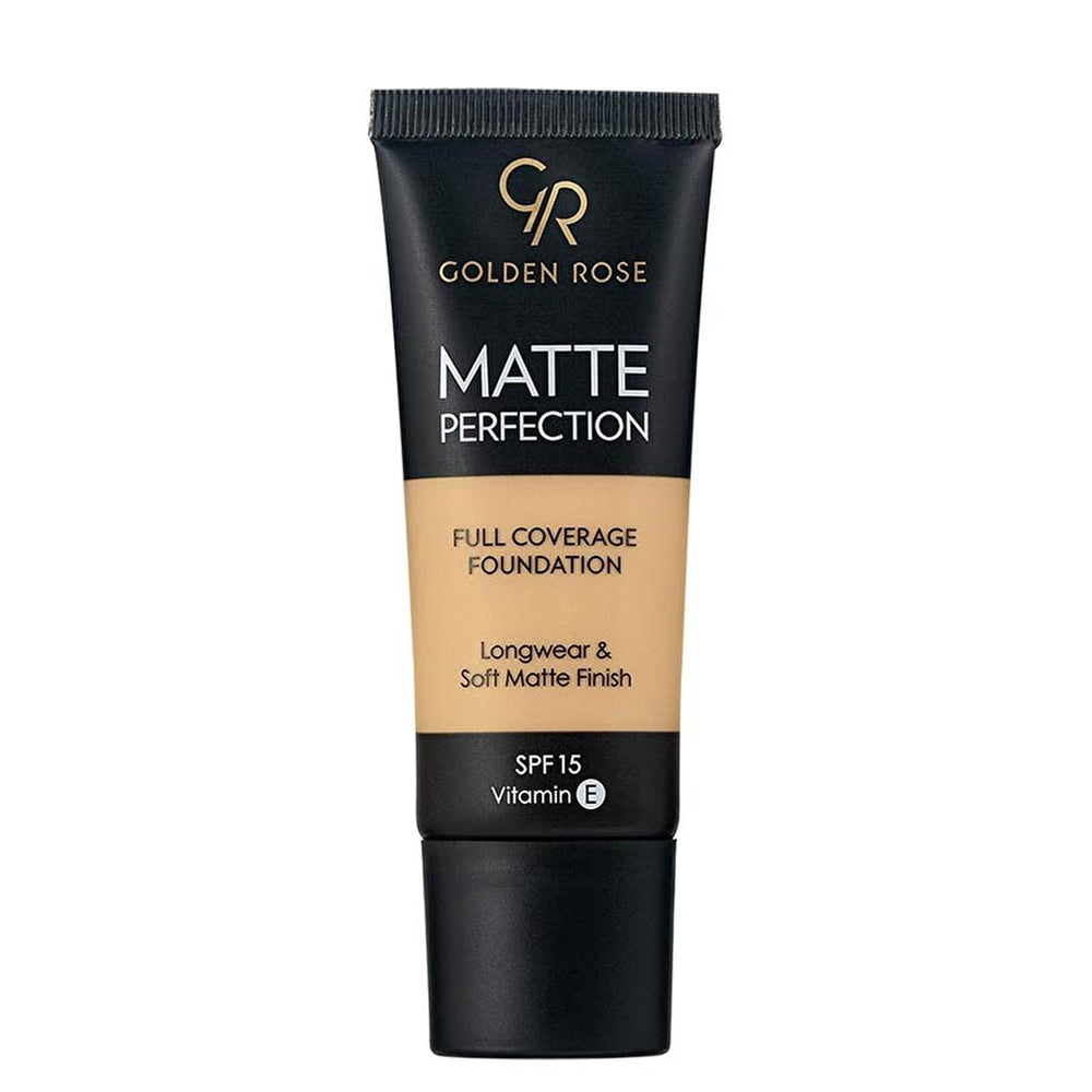 Golden Rose Matte Perfection Foundation - Long-Lasting, High Coverage, SPF 15 for All Skin Types - Foundation