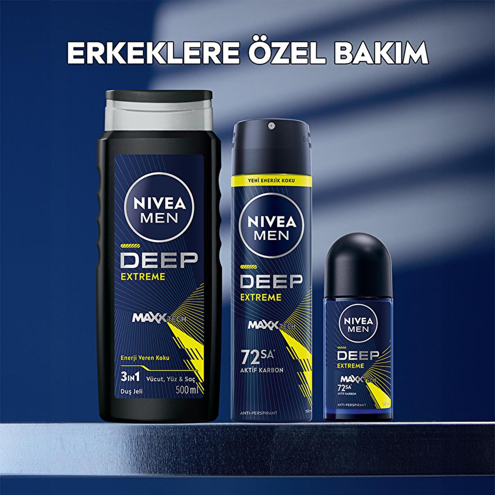 Nivea Men Deep Extreme Roll-on Deodorant for Active Men - Long Lasting Anti-Perspirant Protection, 72 Hours Sweat - view 2