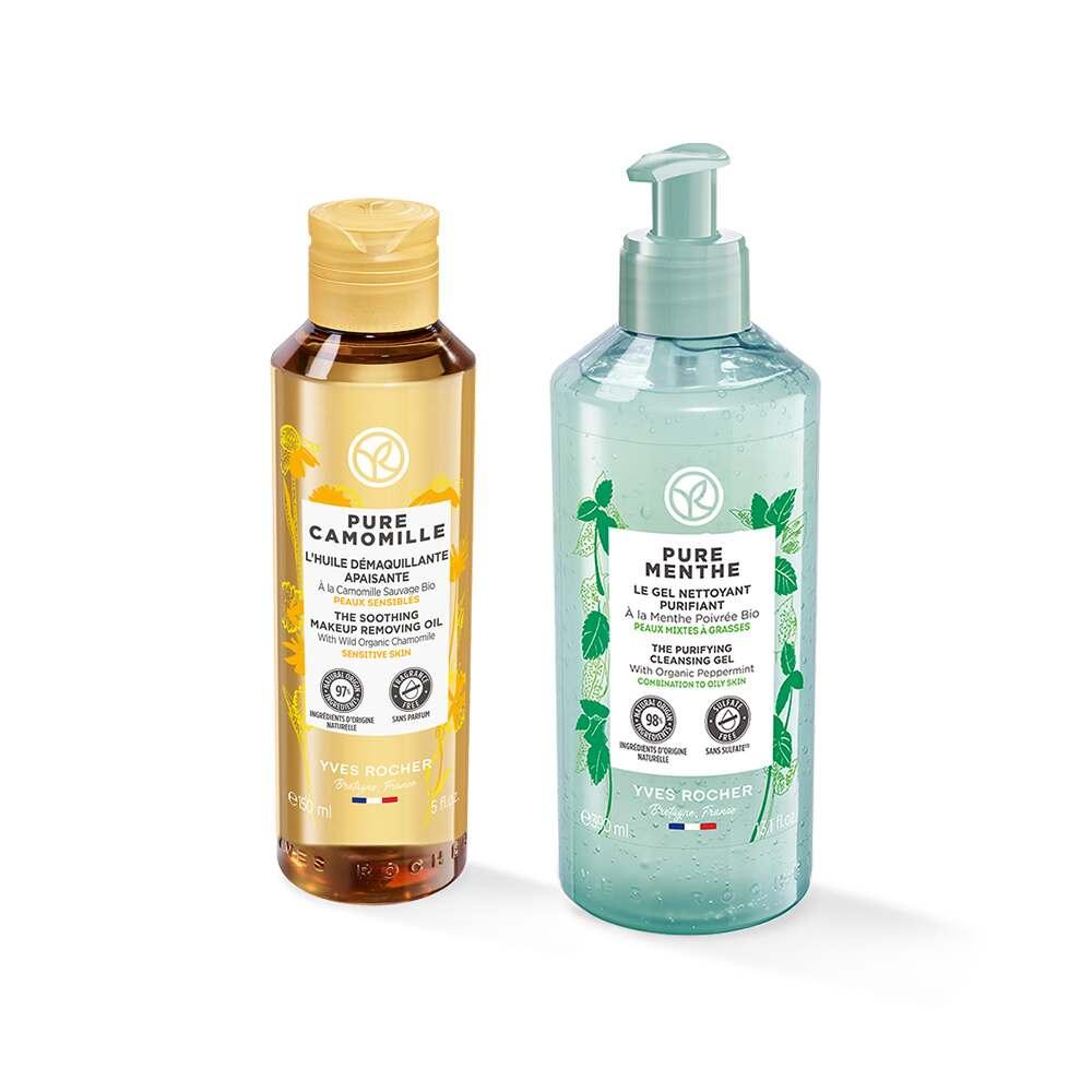 Karma Double-Phase Facial Cleansing Set for Combination/Oily Skin - Pure Camomille & Pure Menthe Variants Karma Double-Phase Cleansing Set for Oily Skin combination skin cleansing, oily skin care routine, double phase cleansing, makeup removal for sensitive skin, facial cleansing gel and oil, skincare for acne-prone skin, pure camomille, pure menthe, cleansing set, skincare routine, makeup removal, pore purification, oil control, Karma skincare
