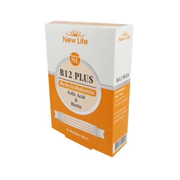 New Life Vitamin B12 Plus 60 Tablets - Methylcobalamin, Folic Acid, Biotin Supplement for Energy & Health New Life B12 Plus 60 Tablets - Vitamin B12 Supplement Vitamin B12 supplement, Methylcobalamin, Folic Acid, Biotin supplement, Dietary supplement, Energy boost, Health supplement, Vegetarian supplement, Vegan supplement, Pregnancy support, Neurological health, Red blood cell formation, Cardiovascular health, Skin health, Hair health, Nail health, Fatigue relief, Energy support